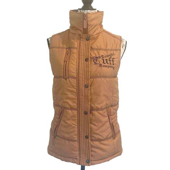 COWGIRL TUFF Co. PUFFER VEST SIP BUTTON DOWN GOLD/BLACK EMBROIDERED SZ S WINTER - Picture 9 of 16